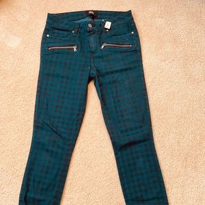 Paige jeans Indio zip green/black plaid pants